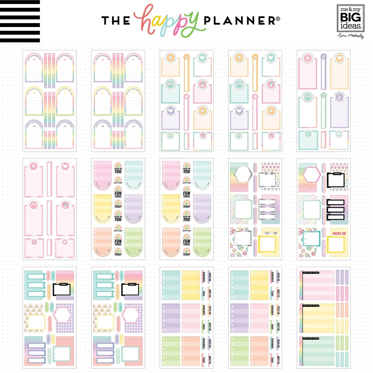 Happy Planner Value Pack stickers Pastels 100 feuilles