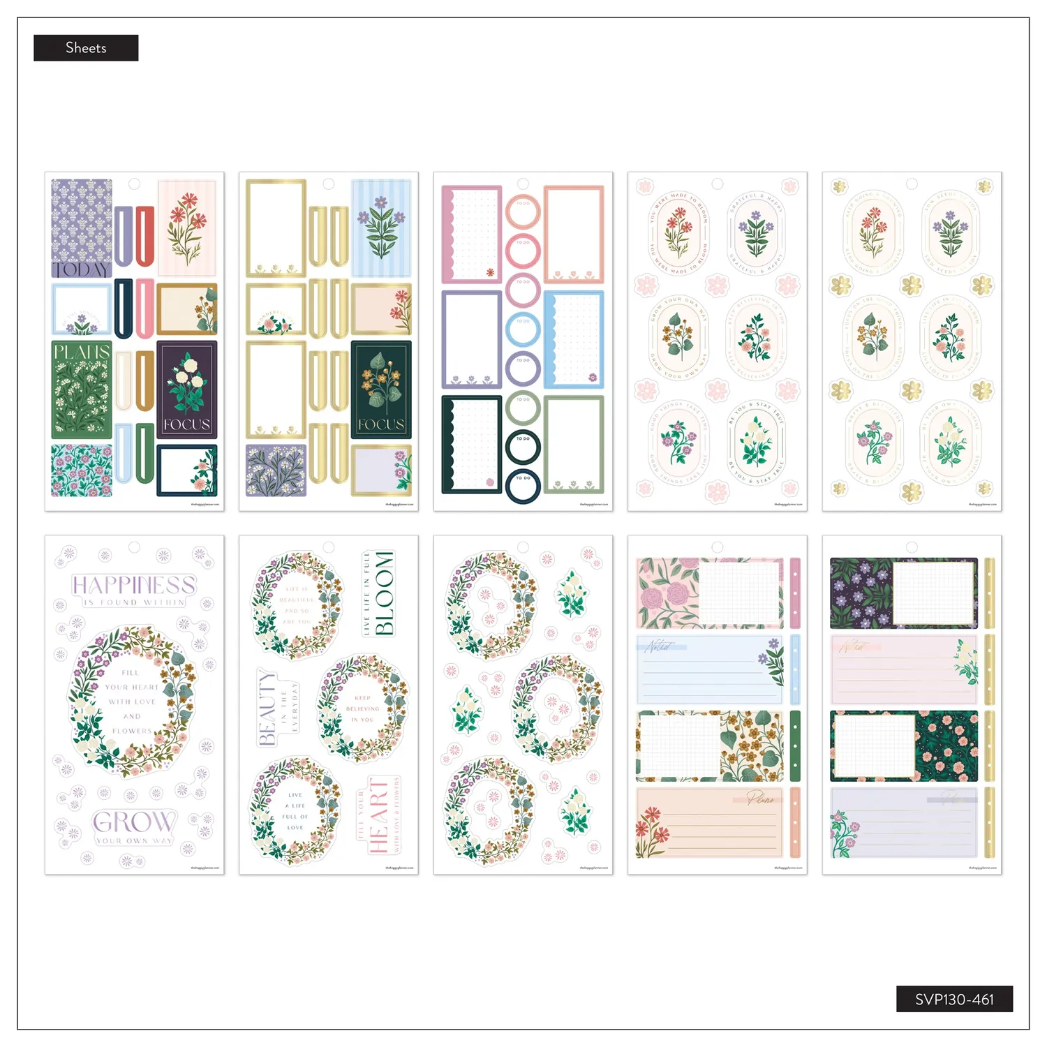Happy Planner Spring Tapestry carnet autocollants 30 planches floral