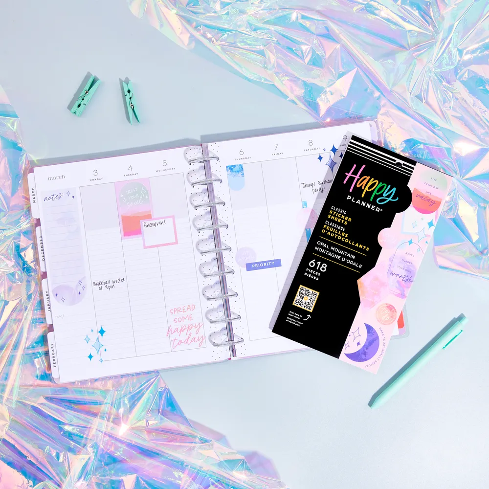 Happy Planner Opal Mountain stickers agenda 30 feuilles 618