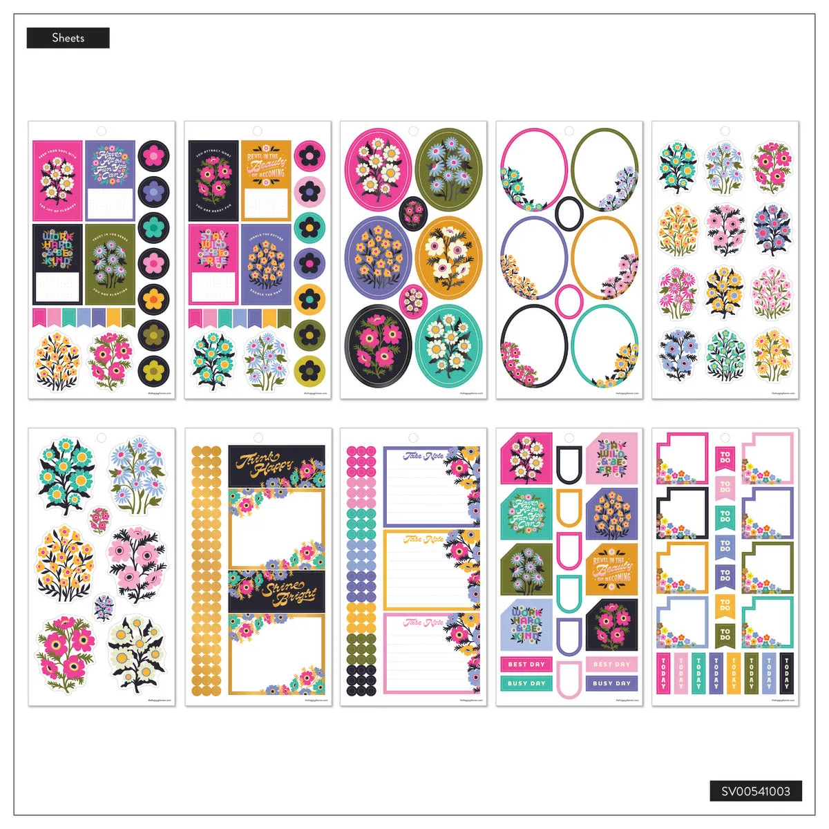 Happy Planner Florescent Florals stickers Classic 764 fluo