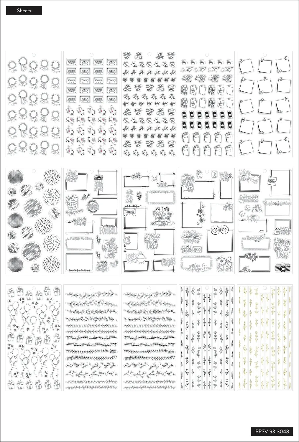 Happy Planner Journaling Doodles stickers 30 feuilles 833