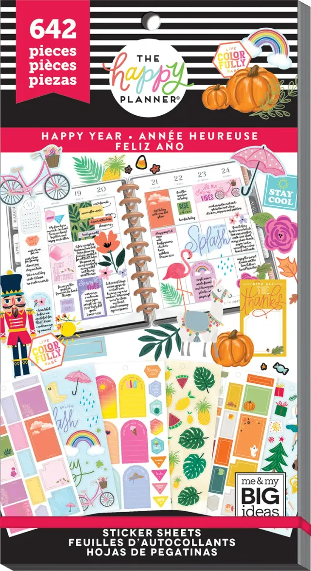 Happy Planner Happy Year stickers 30 feuilles 642 pièces organisation