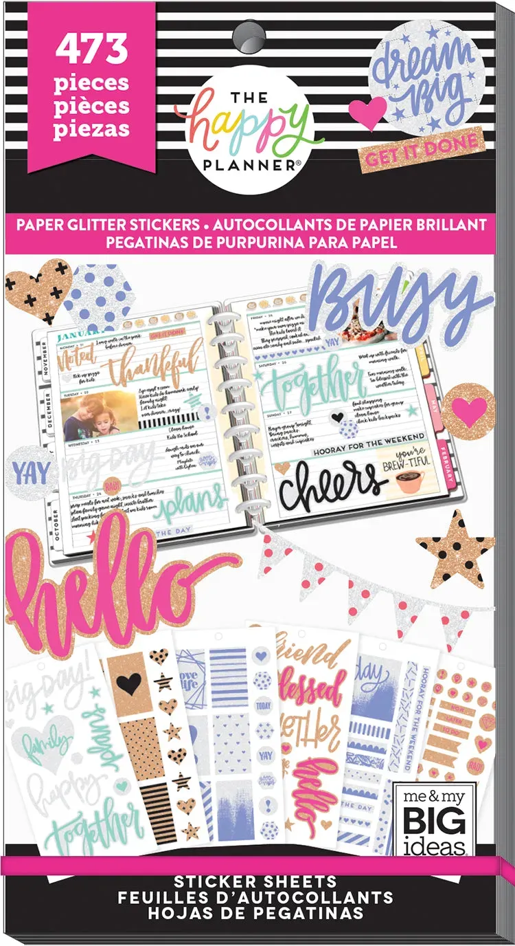 Happy Planner Paper Glitter stickers 473 pièces pailletées
