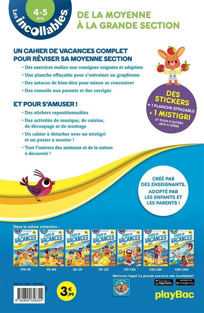 Les Incollables Cahier vacances MS vers GS édition 2018