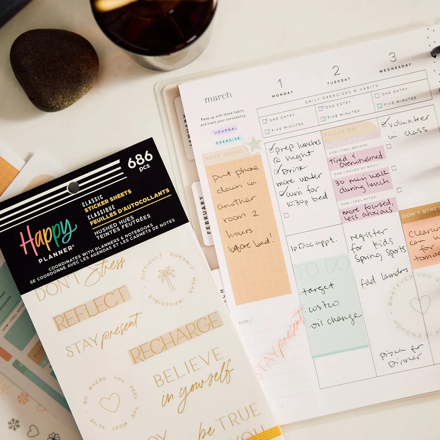 Me & my big ideas Hushed Hues stickers bien-être 30 feuilles