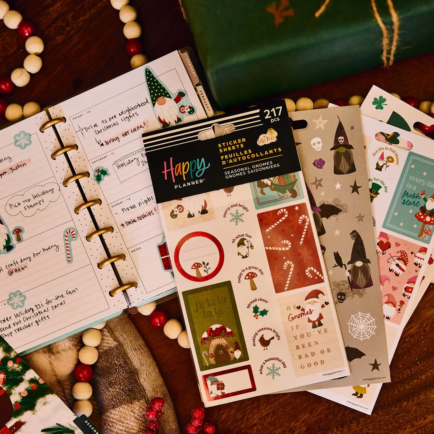 Happy Planner Seasonal Gnomes 10 planches autocollants saisons
