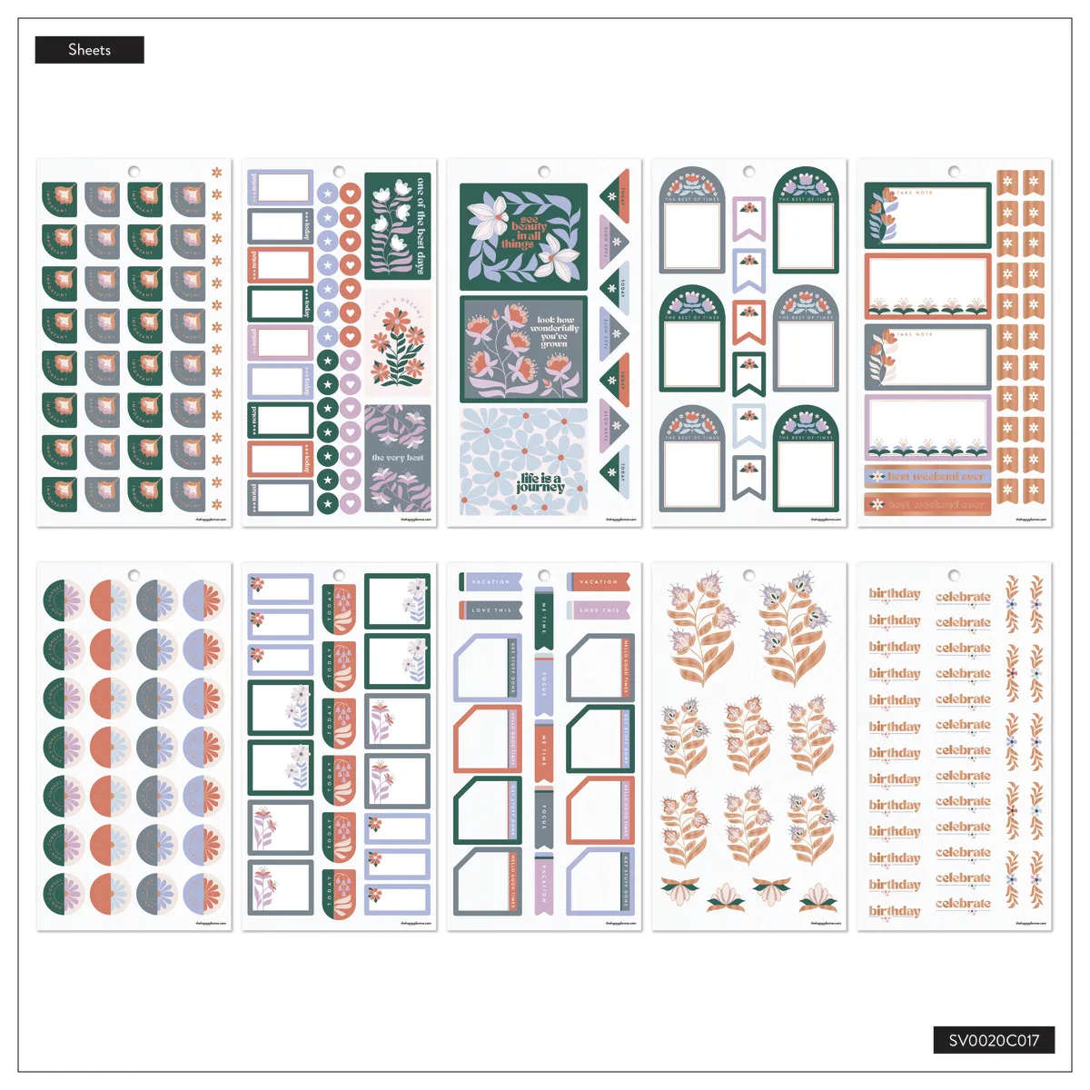 Happy Planner Petals Plans autocollants fleurs 590 pièces