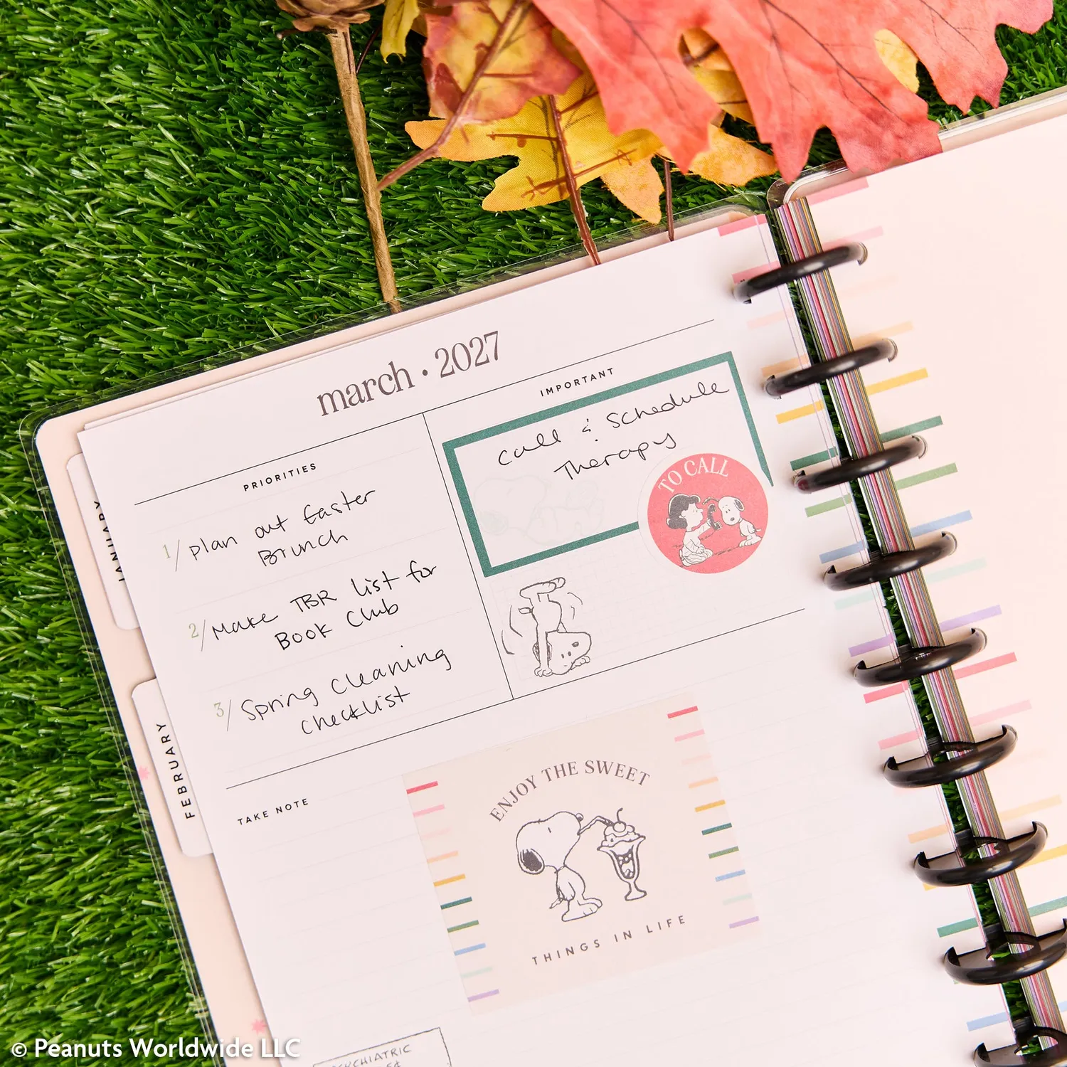 Happy Planner Peanuts 2027 agenda classique horizontale 12 mois