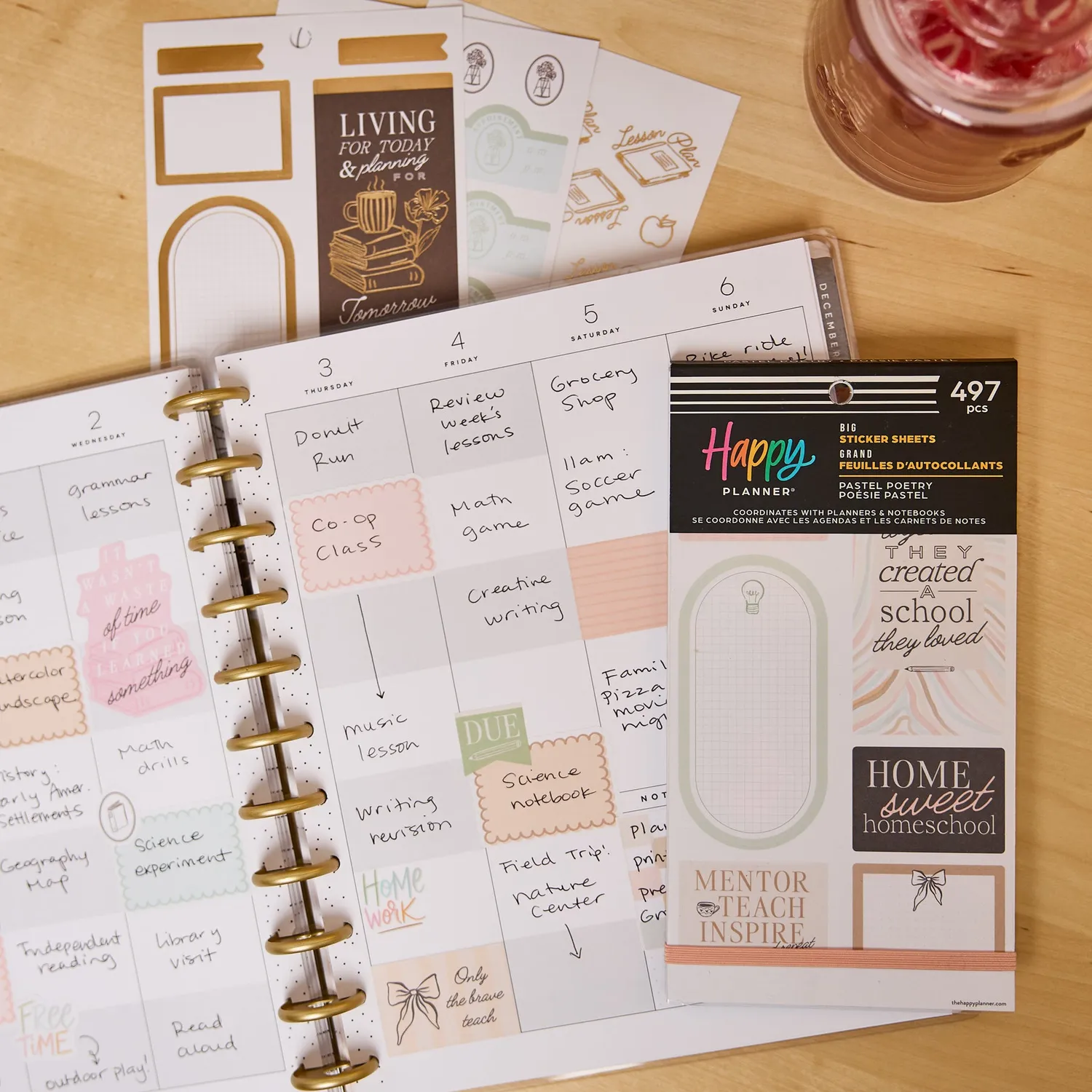 Happy Planner Pastel Poetry Value Pack stickers grand 30 feuilles