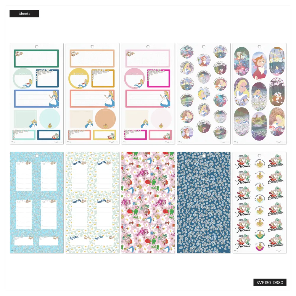 Happy Planner Disney Alice carnet stickers big 30 feuilles 414 pièces