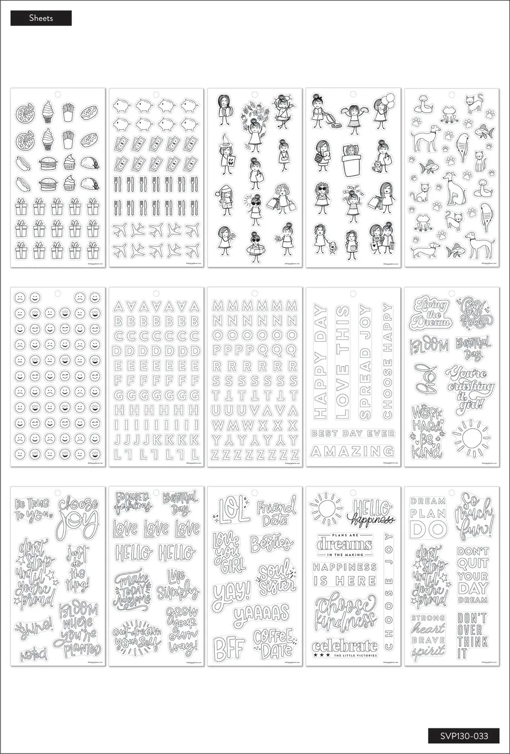 Happy Planner Color Your Own stickers 655 à colorier