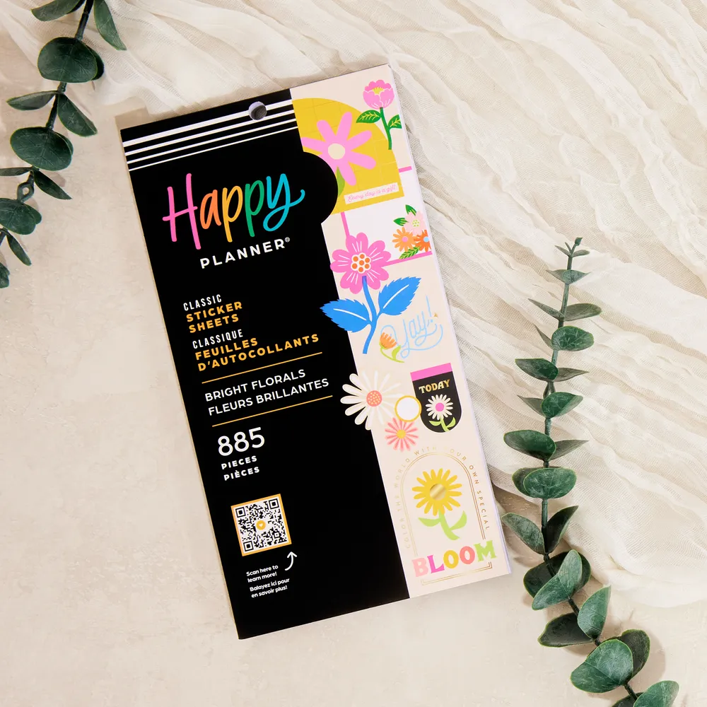 Happy Planner Bright Florals stickers value pack 885 pièces floral