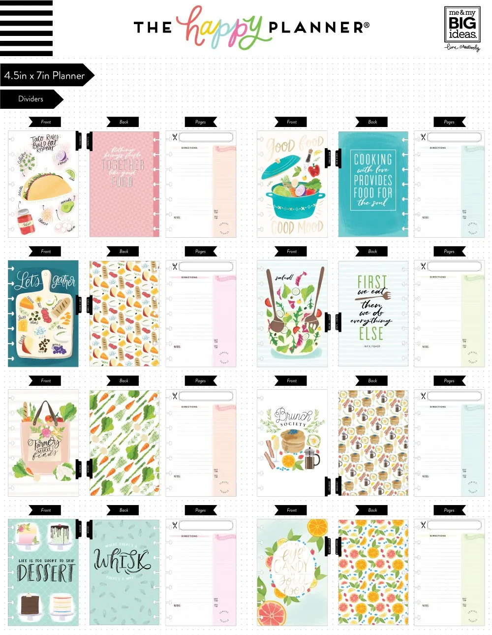 Happy Planner Mini Foodie agenda recettes 160 fiches