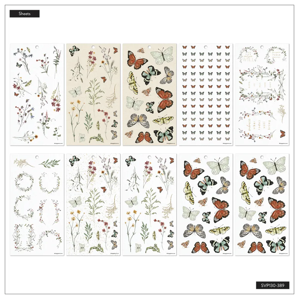 Happy Planner Wild Fields stickers Classic 561 pièces floral