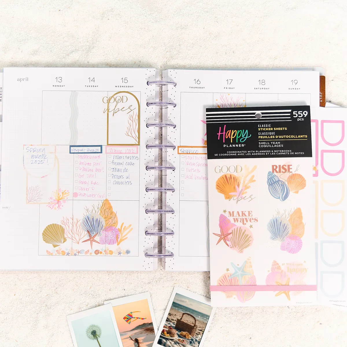 Happy Planner Shell Yeah! stickers 559 pcs bord de mer