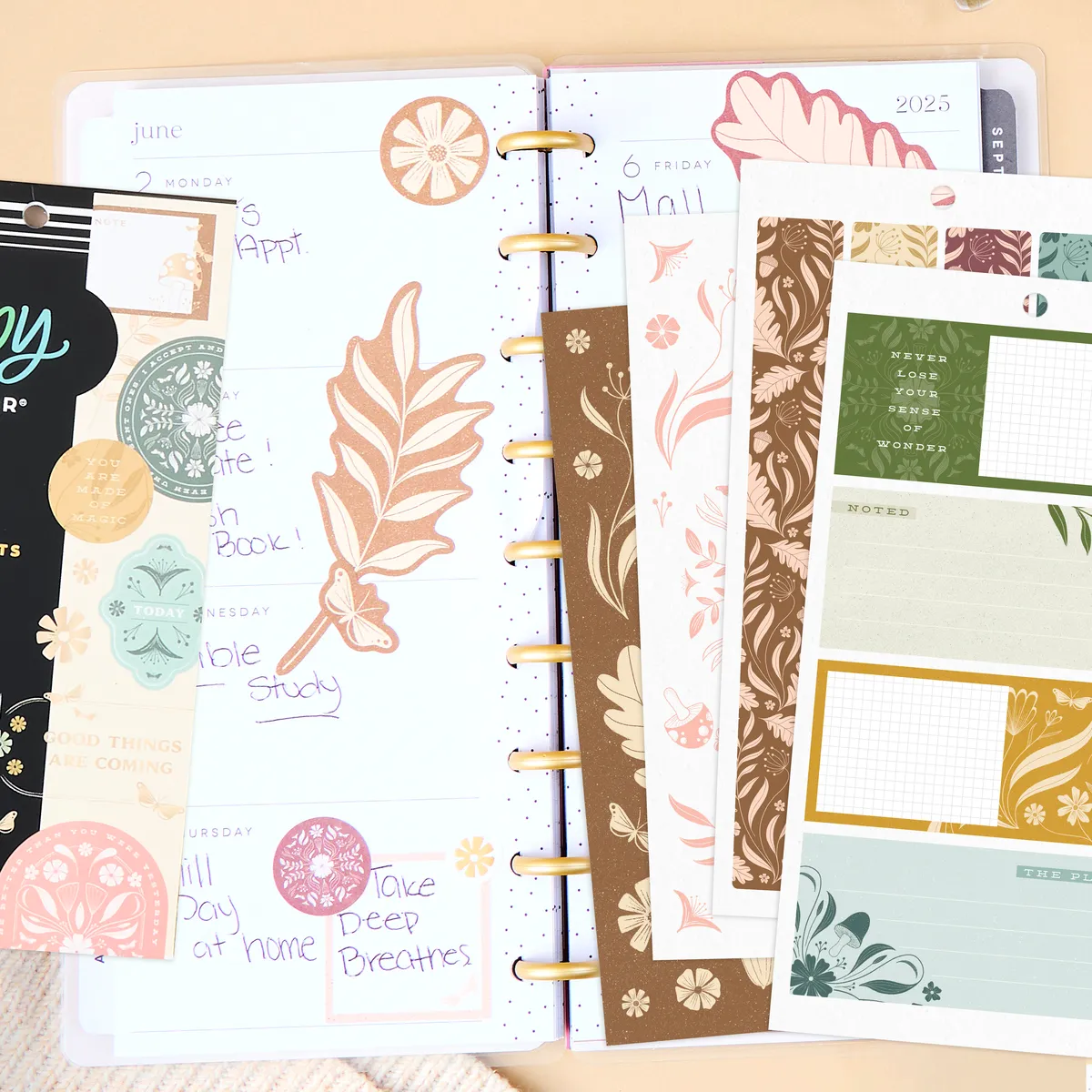 Happy Planner Woodland Whispers carnet stickers Classic 557 nature