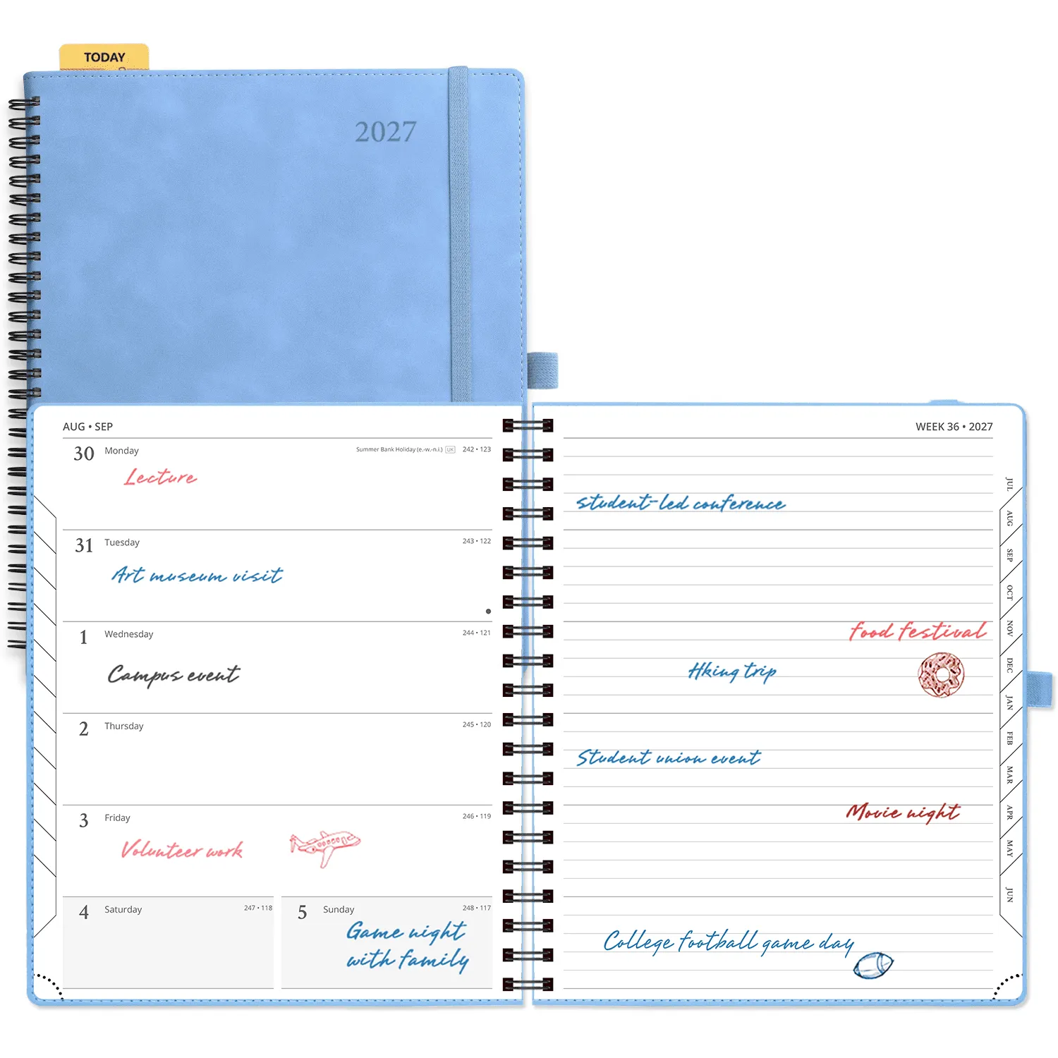 Poprun WENLK7-27 agenda semainier 2027 grand format + notes