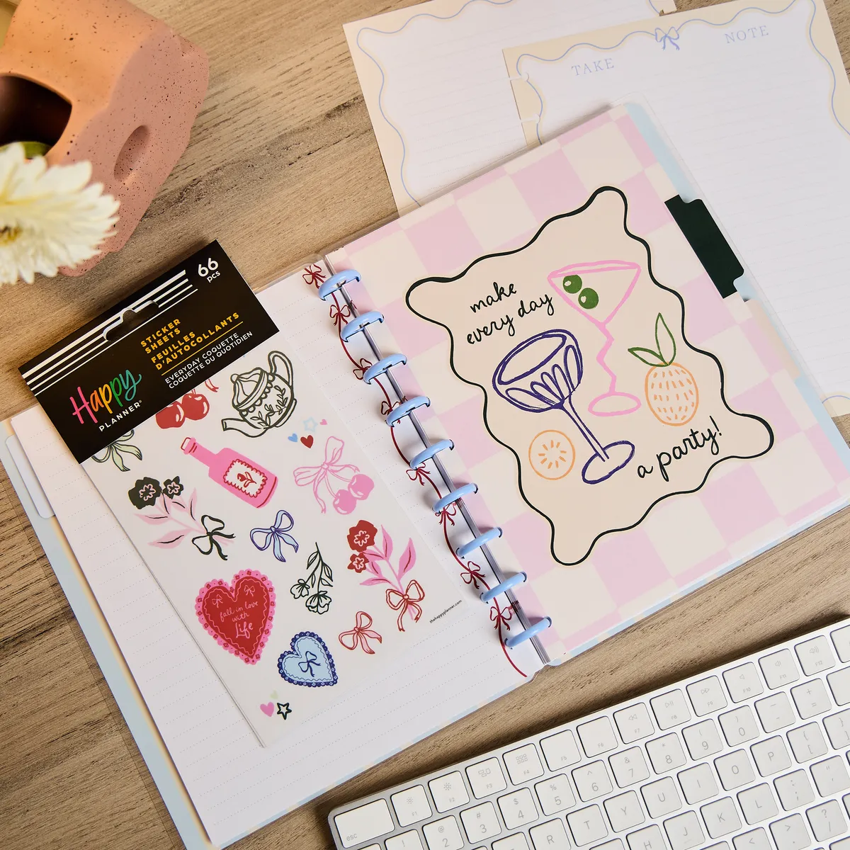Happy Planner Everyday Coquette Classic carnet bundle stickers rose