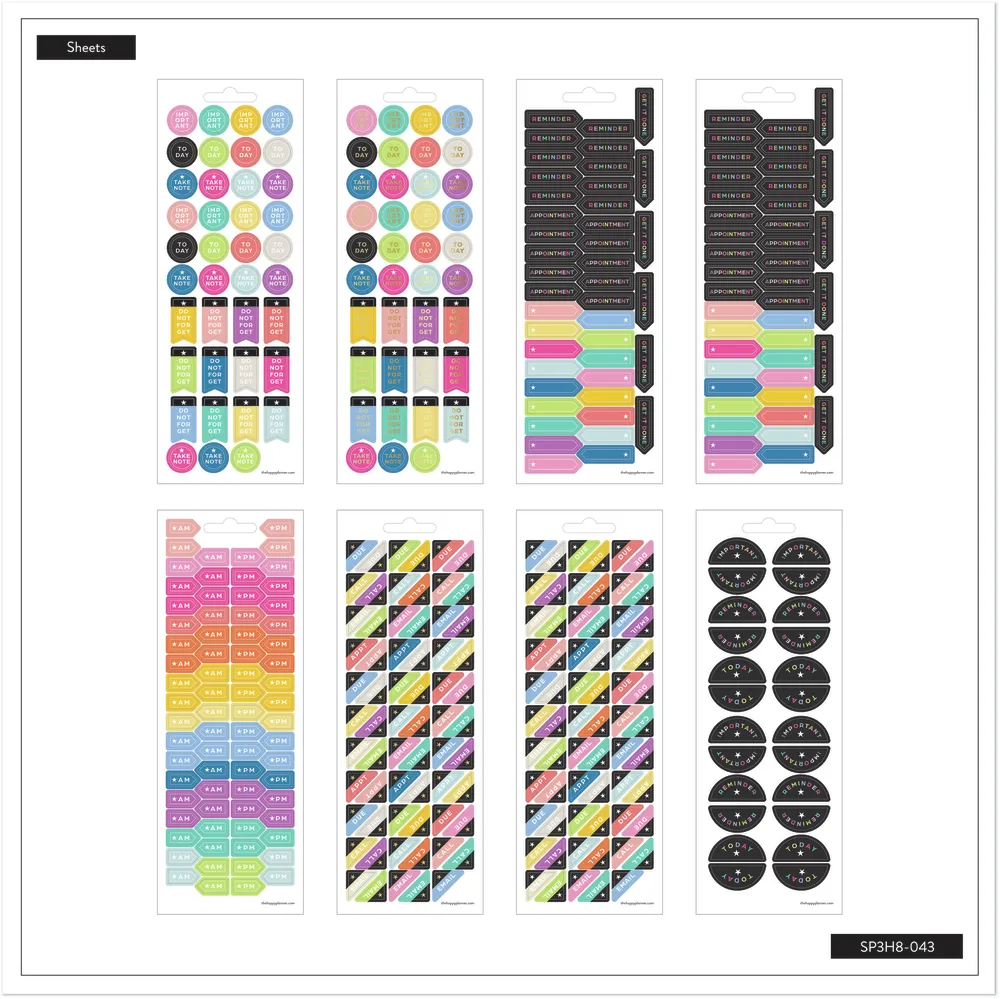 Happy Planner Productivity stickers 8 feuilles pense-bêtes