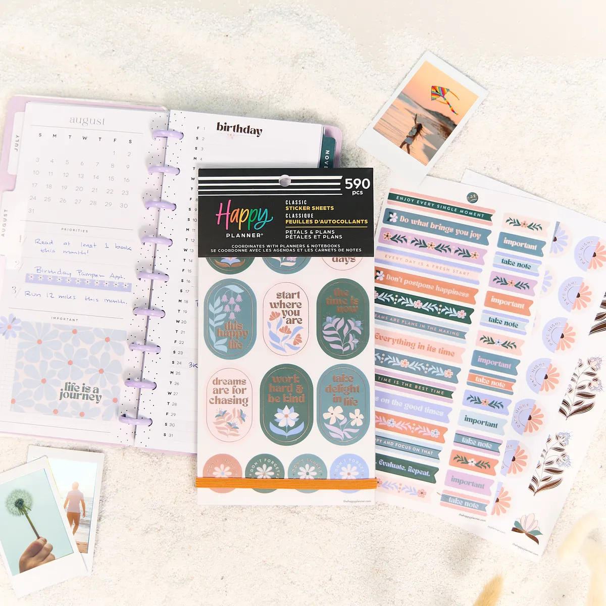 Happy Planner Petals Plans autocollants fleurs 590 pièces