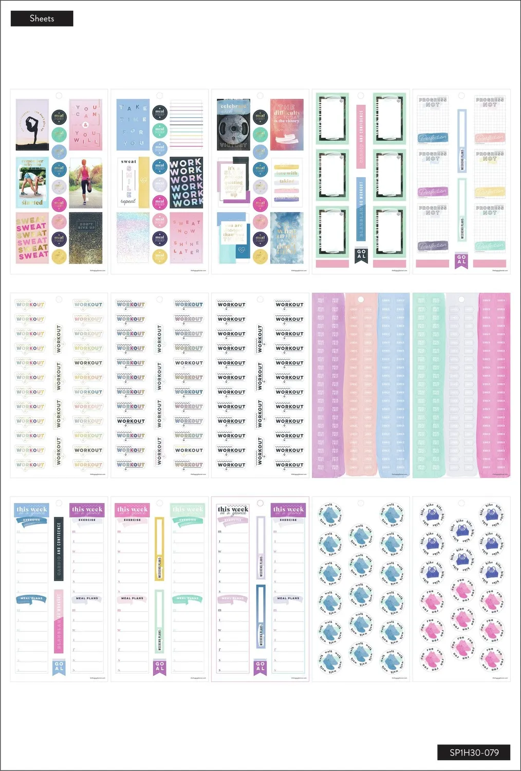 Happy Planner Fitness stickers sport Don't Give Up 690