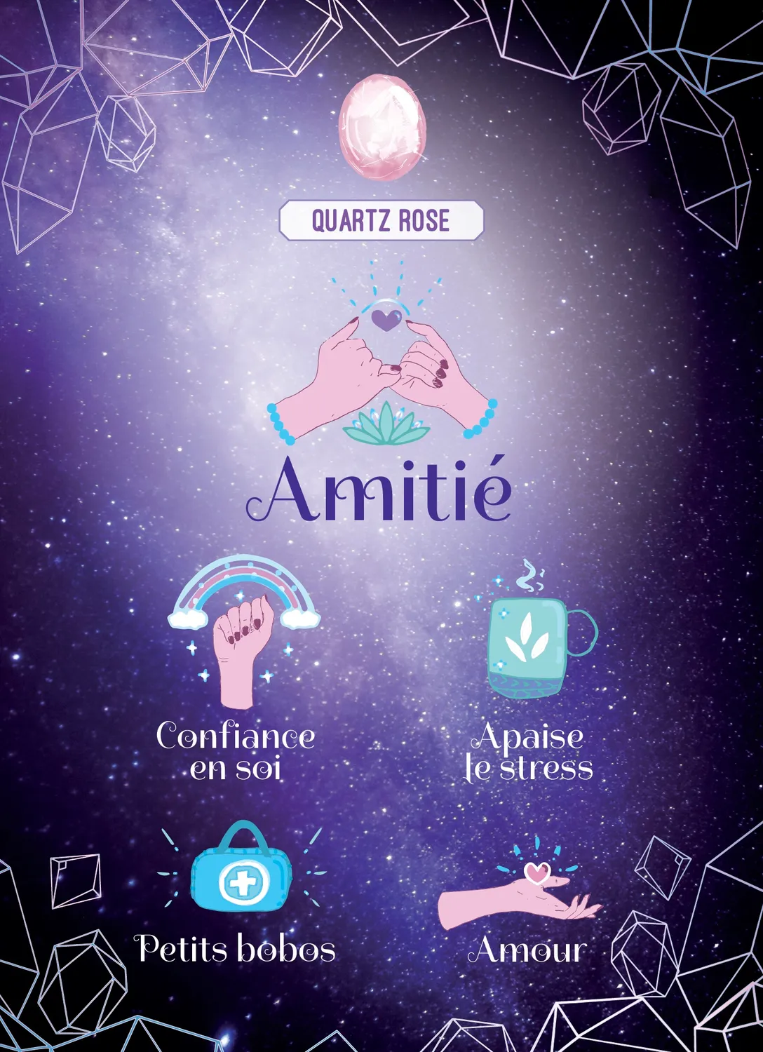 Frigobloc Magie des pierres Amitié Quartz Rose coffret créatif