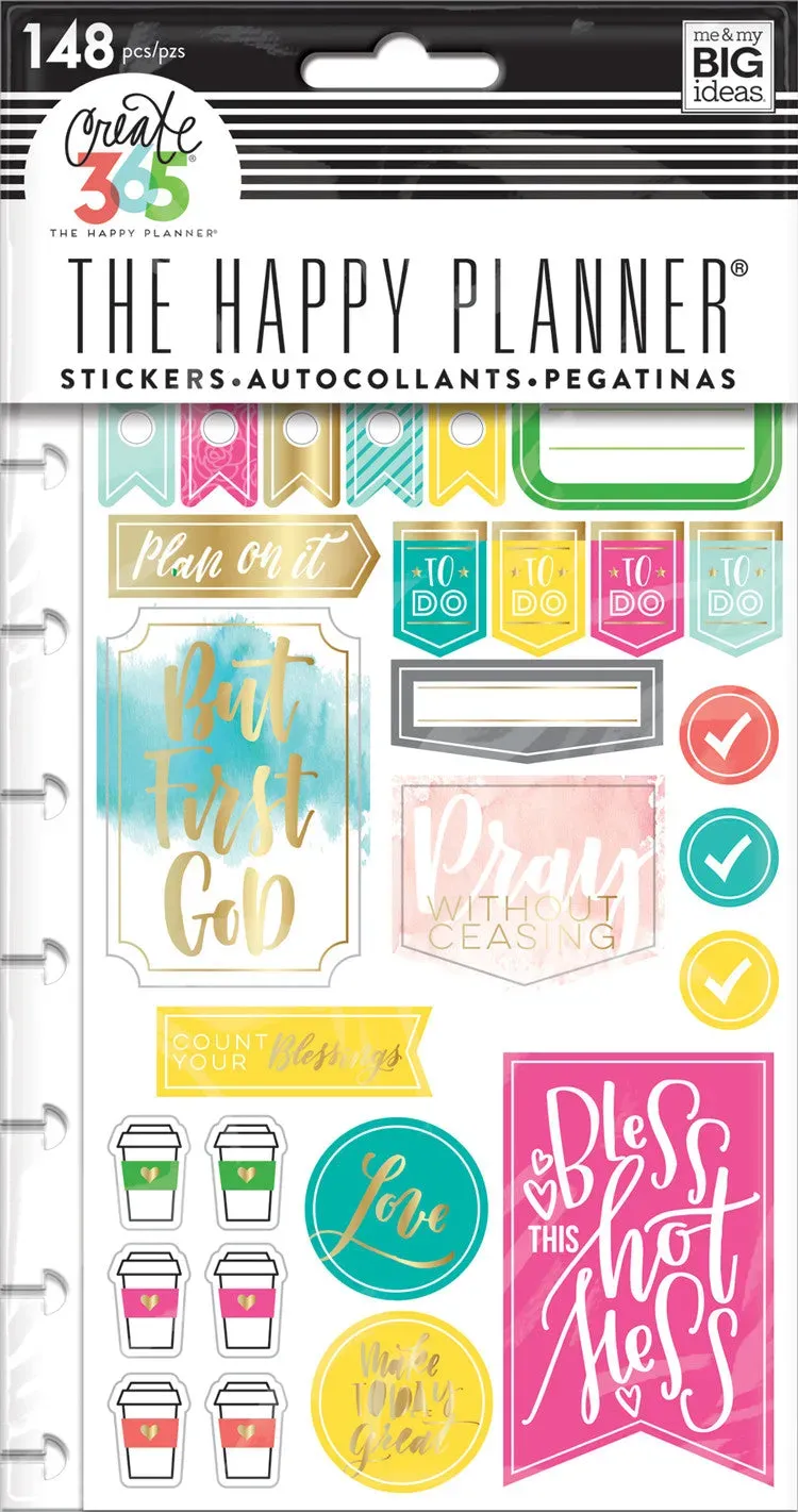 Happy Planner Faith Gratitude stickers Classic 5 planches
