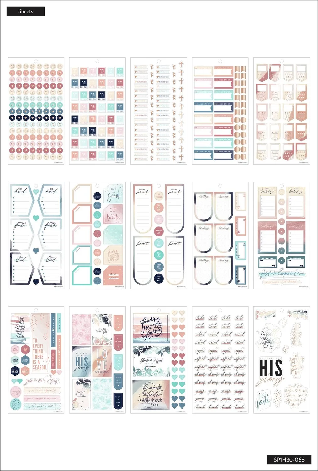 Happy Planner Praise The Lord stickers 30 planches foi