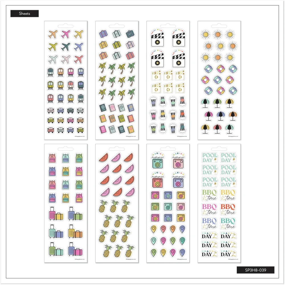 Happy Planner Summer Bucket List stickers 8 feuilles ete
