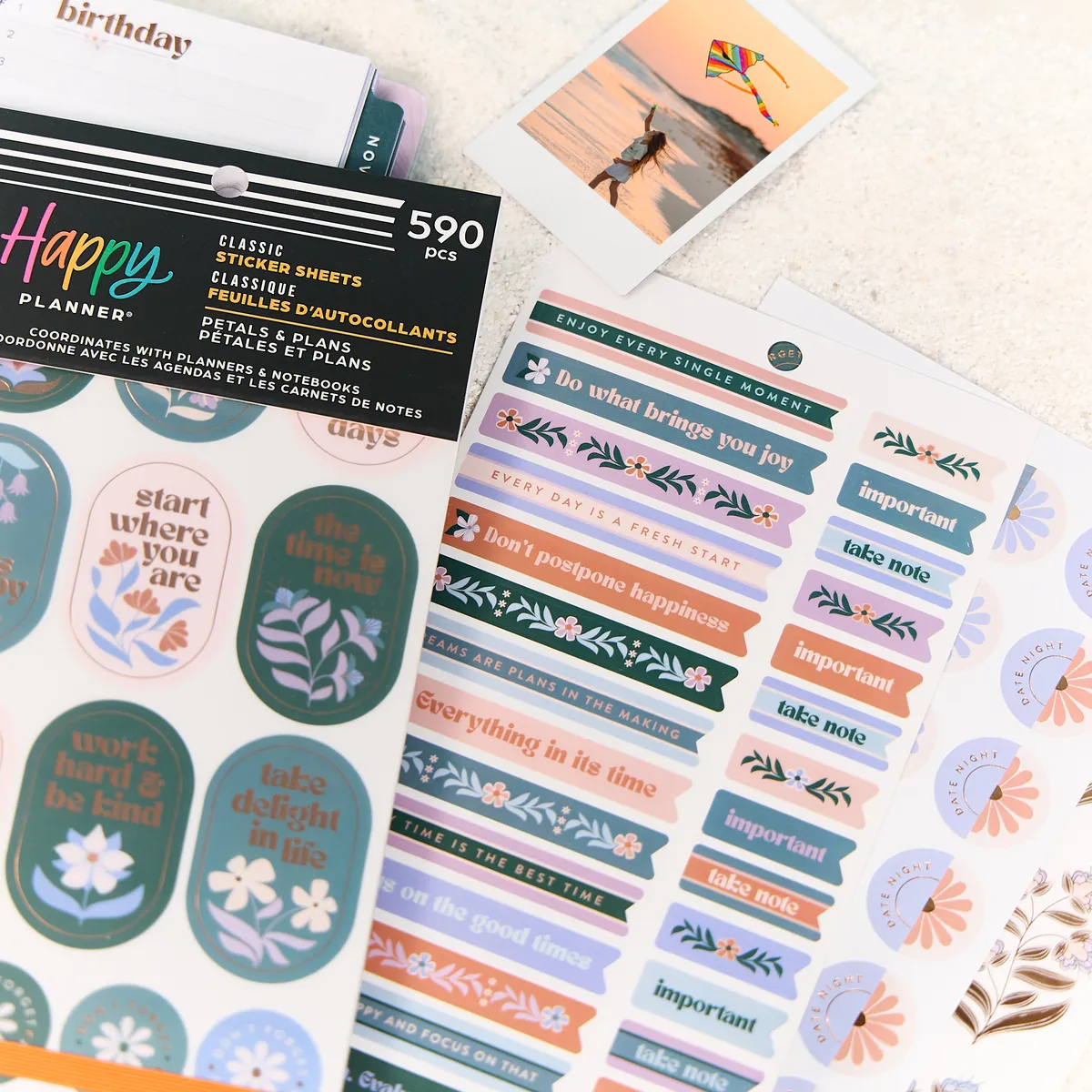 Happy Planner Petals Plans autocollants fleurs 590 pièces