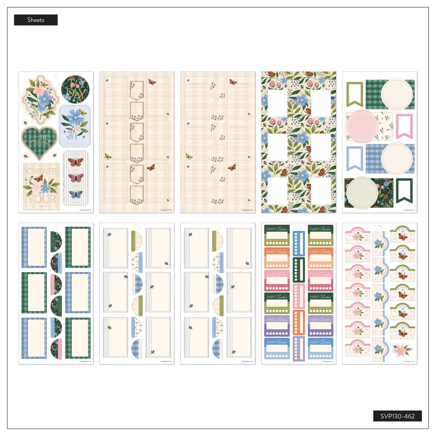Happy Planner Country Charm Value Pack stickers 30 feuilles fleurs