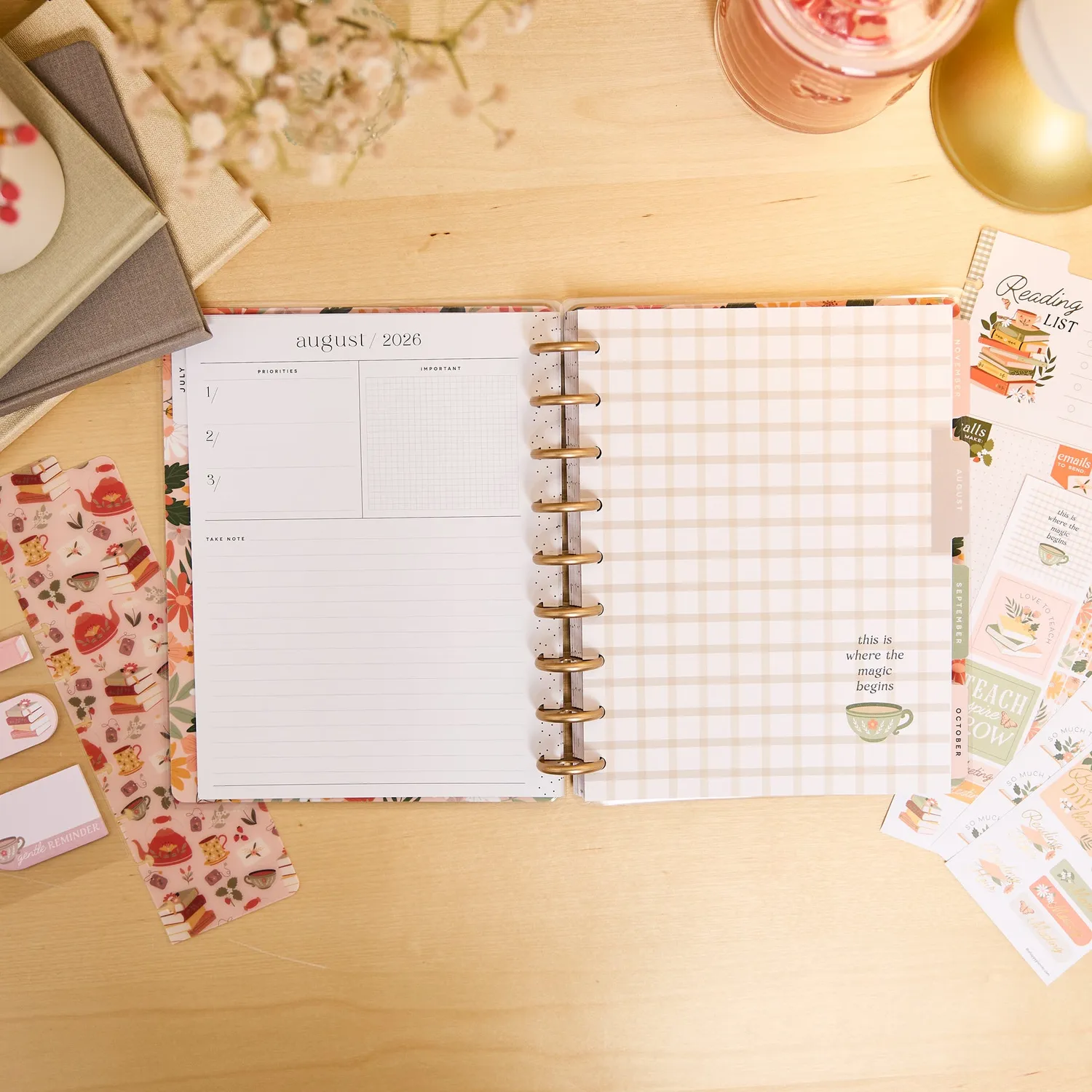 Happy Planner Reading Hour agenda enseignant Classic 2026-2027 coffret