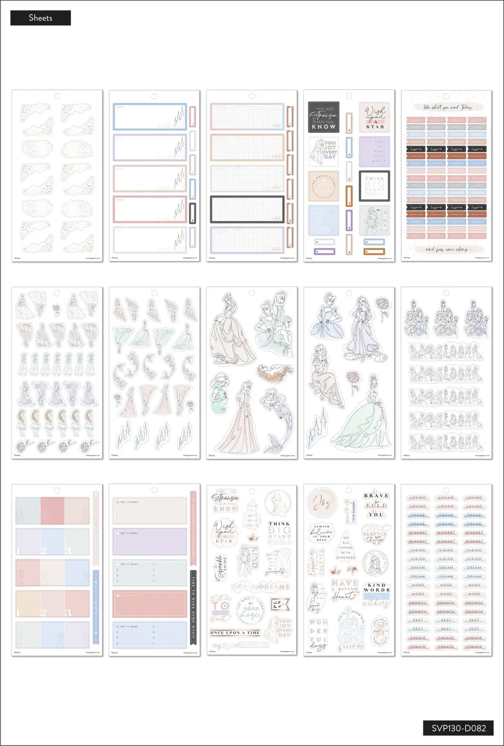 Happy Planner Princess Elegance stickers Mini 660 stickers pastel