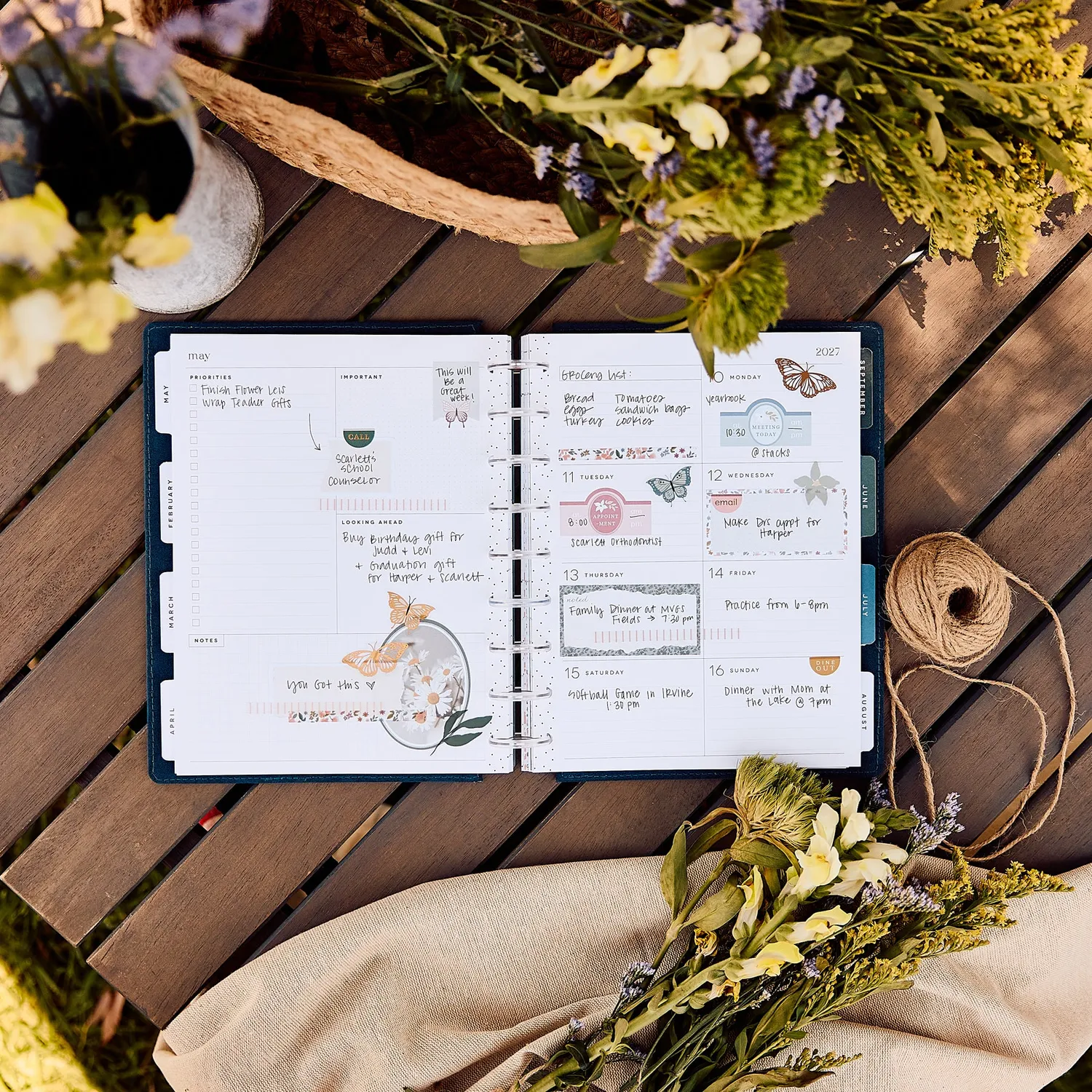 Happy Planner Wildflower Daydream agenda 2027 Classic dashboard