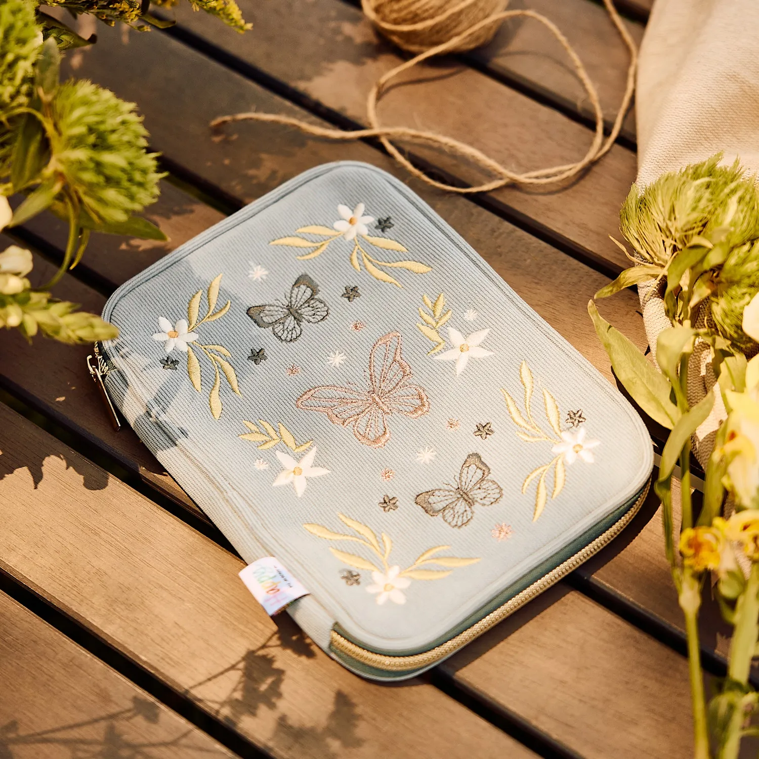 Happy Planner Wildflower Daydream trousse bleu velours brodé