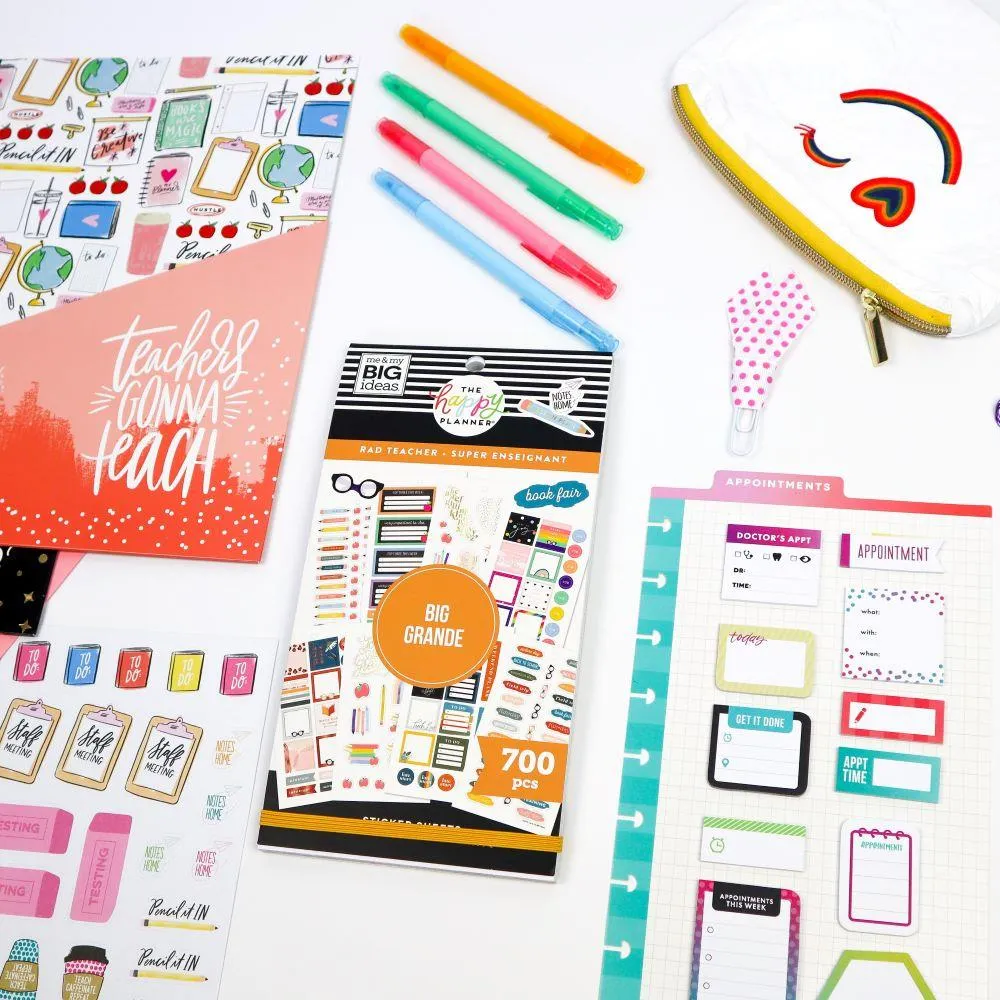 Happy Planner Teacher Checklist bundle classe Big 700 stickers