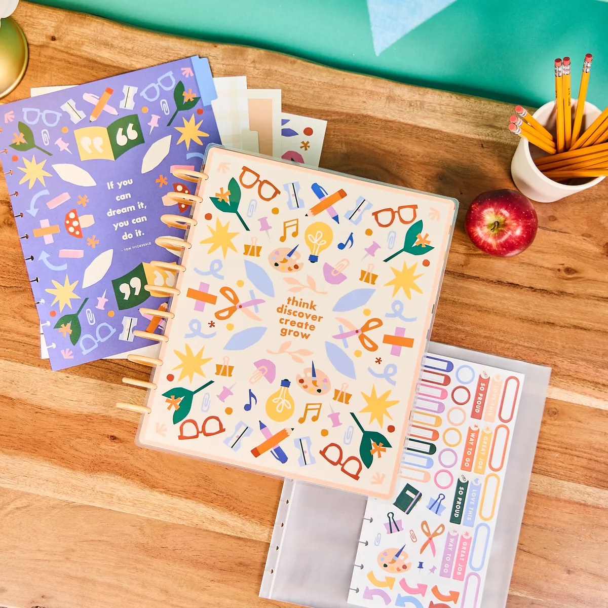 Happy Planner Heart Work Teacher organiseur maîtresse pochettes