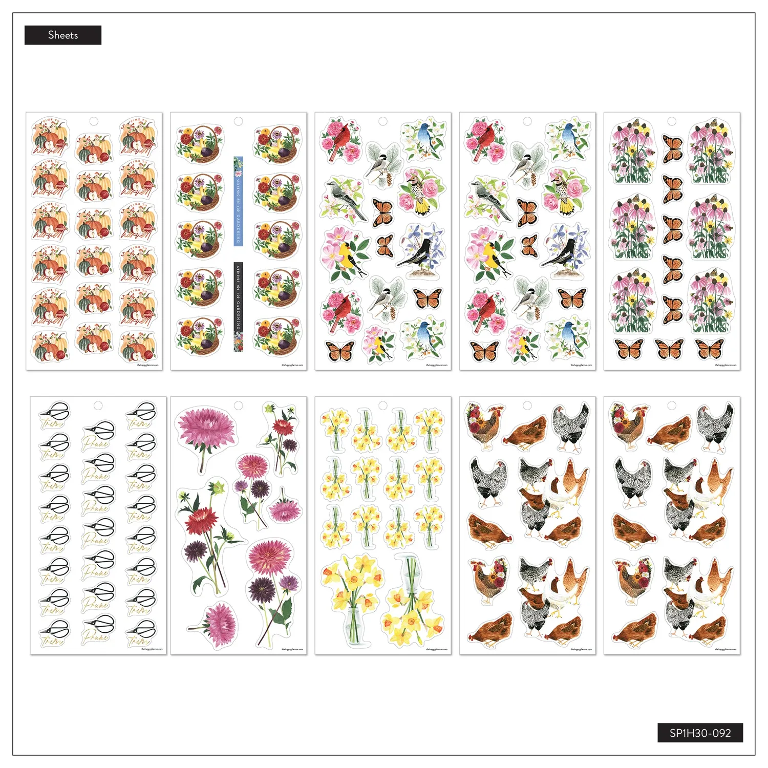 Happy Planner Garden Florals stickers 30 planches 470 autocollants