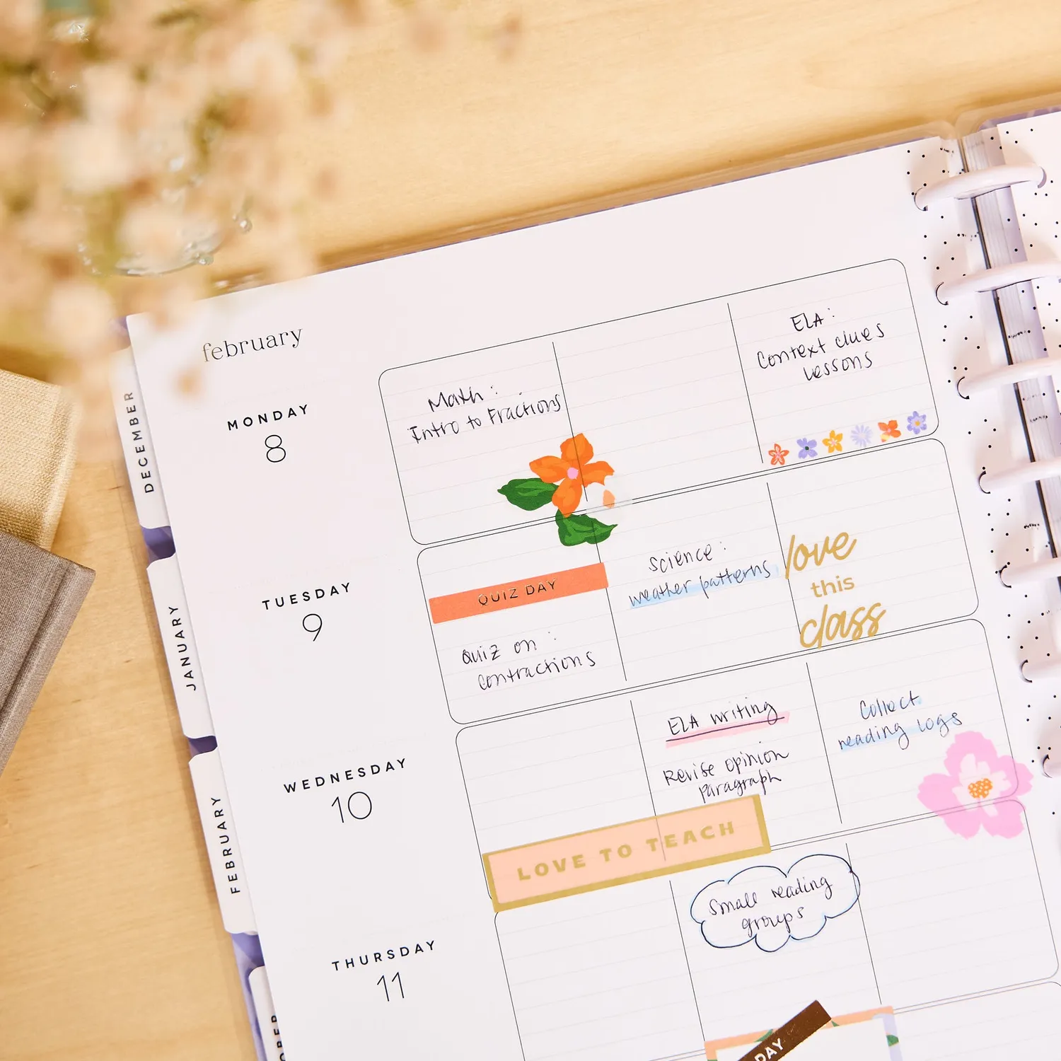 Happy Planner Blossom Bright 2026-2027 agenda professeur Big