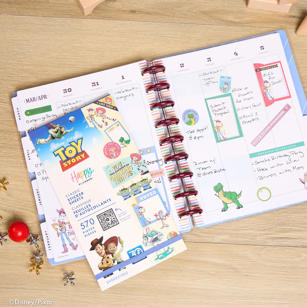 Happy Planner Toy Story 30 ans stickers Classic 570 doré