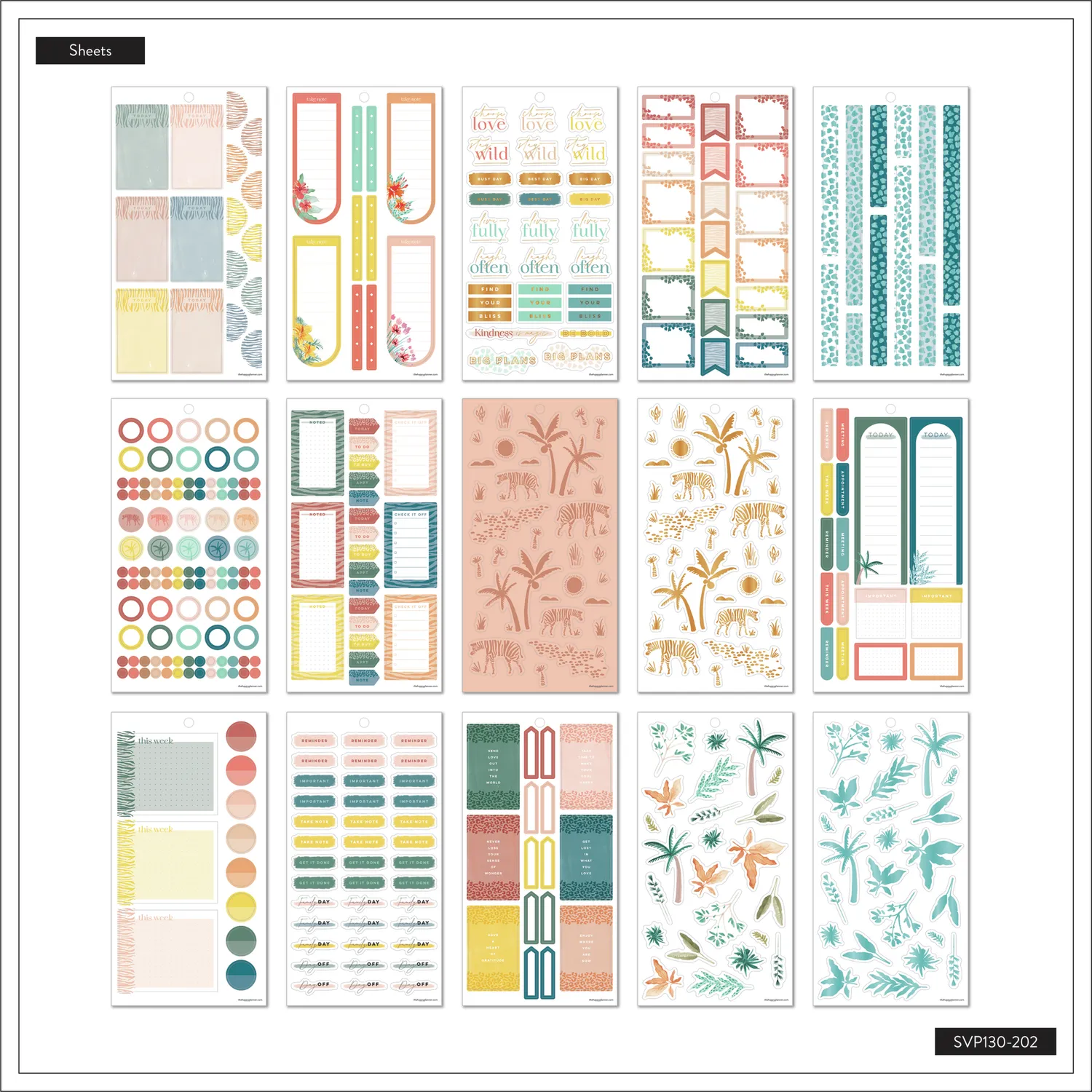 Happy Planner Wild Jungle Value Pack stickers 30 planches