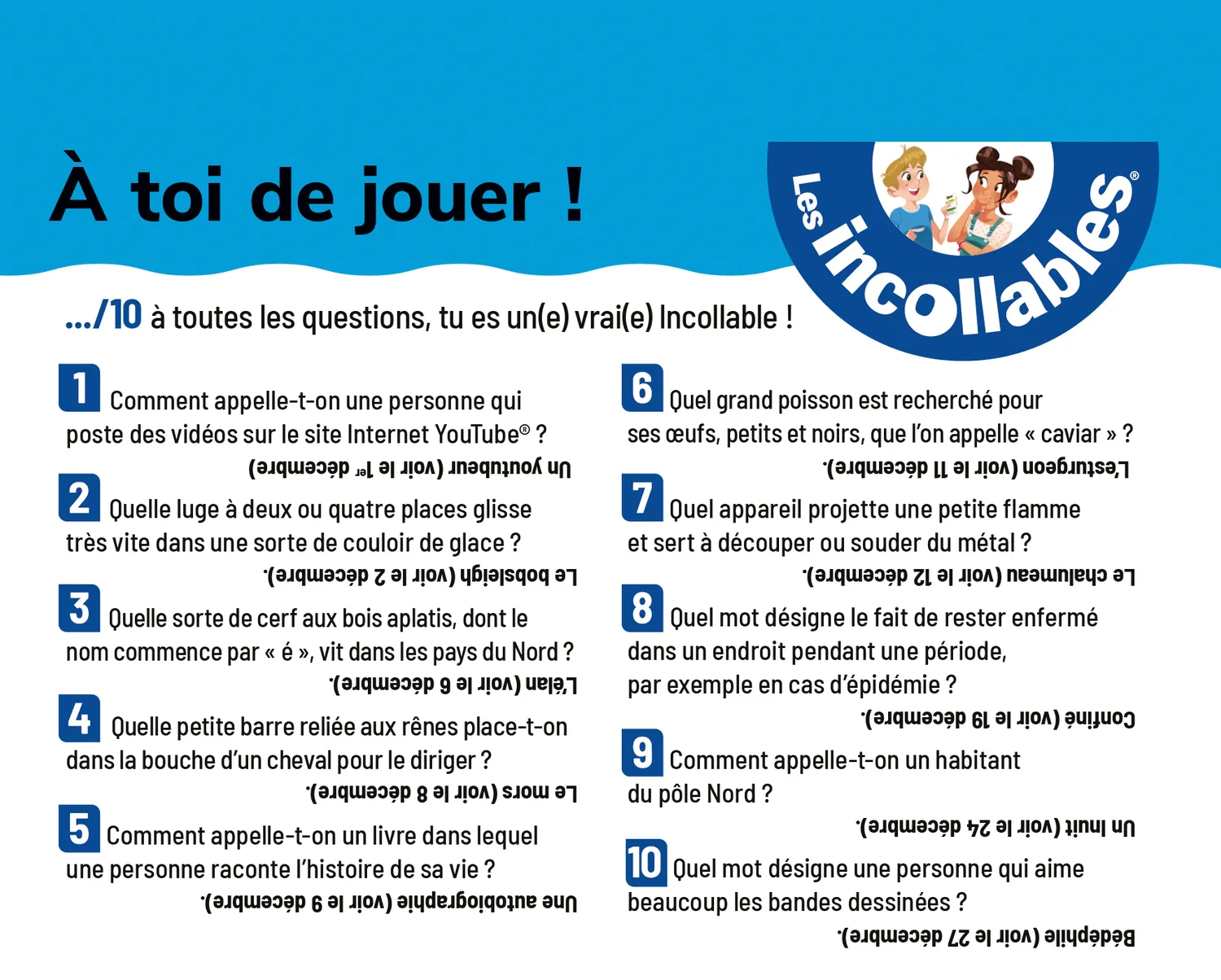 Frigobloc Les Incollables Un mot par jour CM2 calendrier 10-11 ans