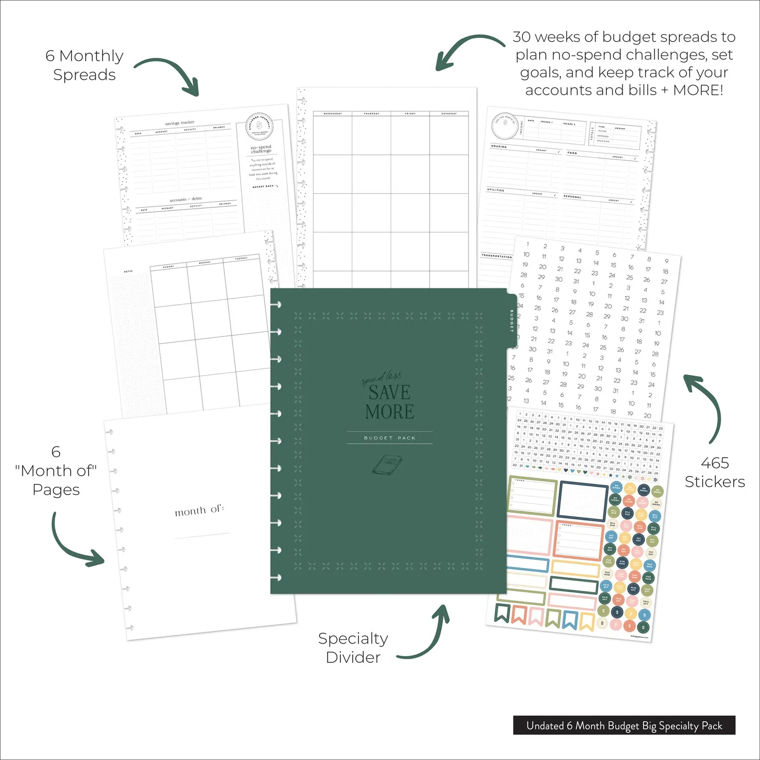 Happy Planner Budget recharge agenda big 6 mois