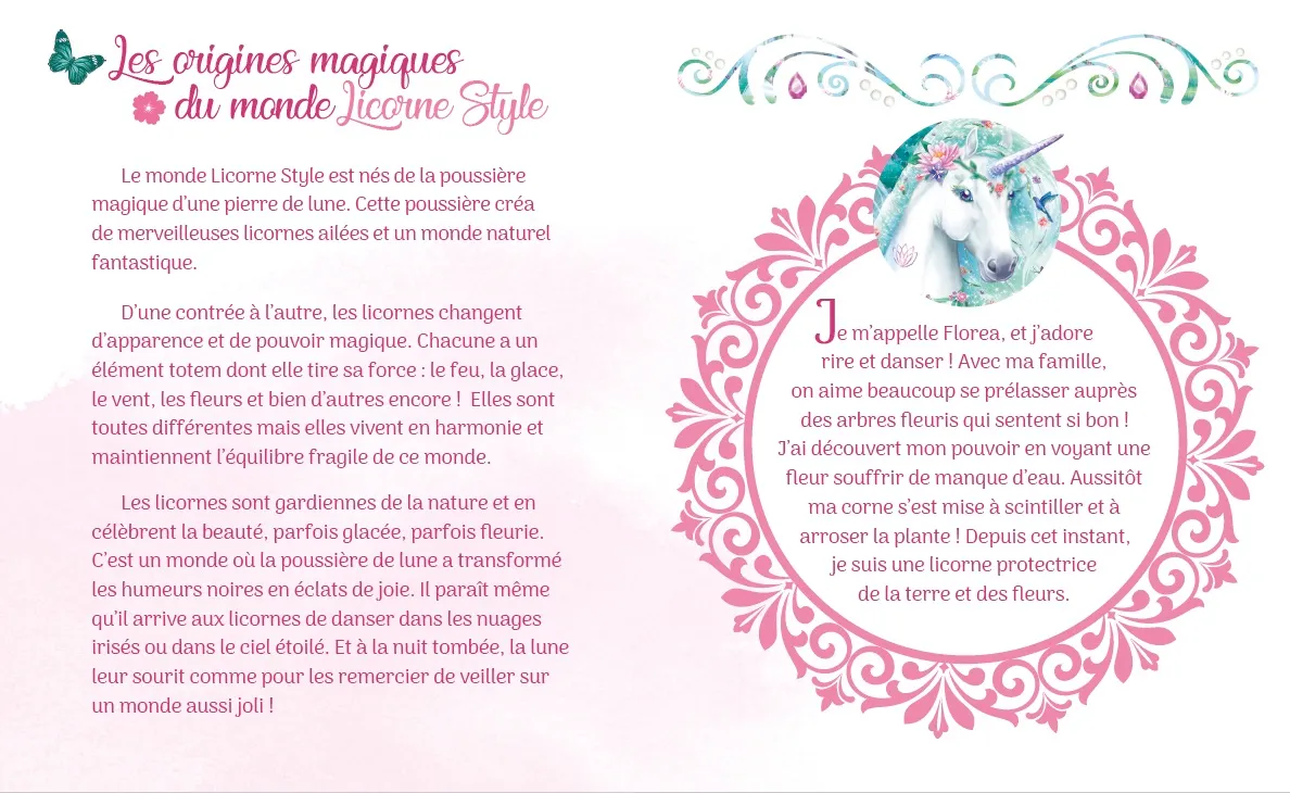 Licorne Style Pochette créative Licorne des fleurs
