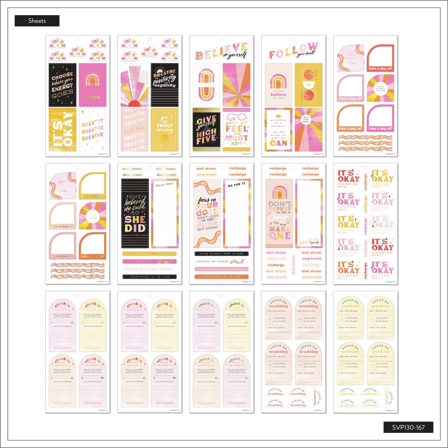 Happy Planner Feels Like Sunshine stickers Big 395 bien-être