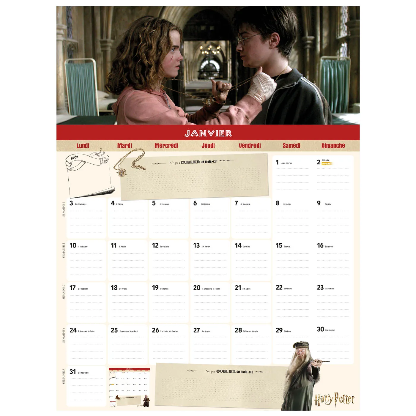 Frigobloc Mensuel Harry Potter 2022 calendrier familial aimanté