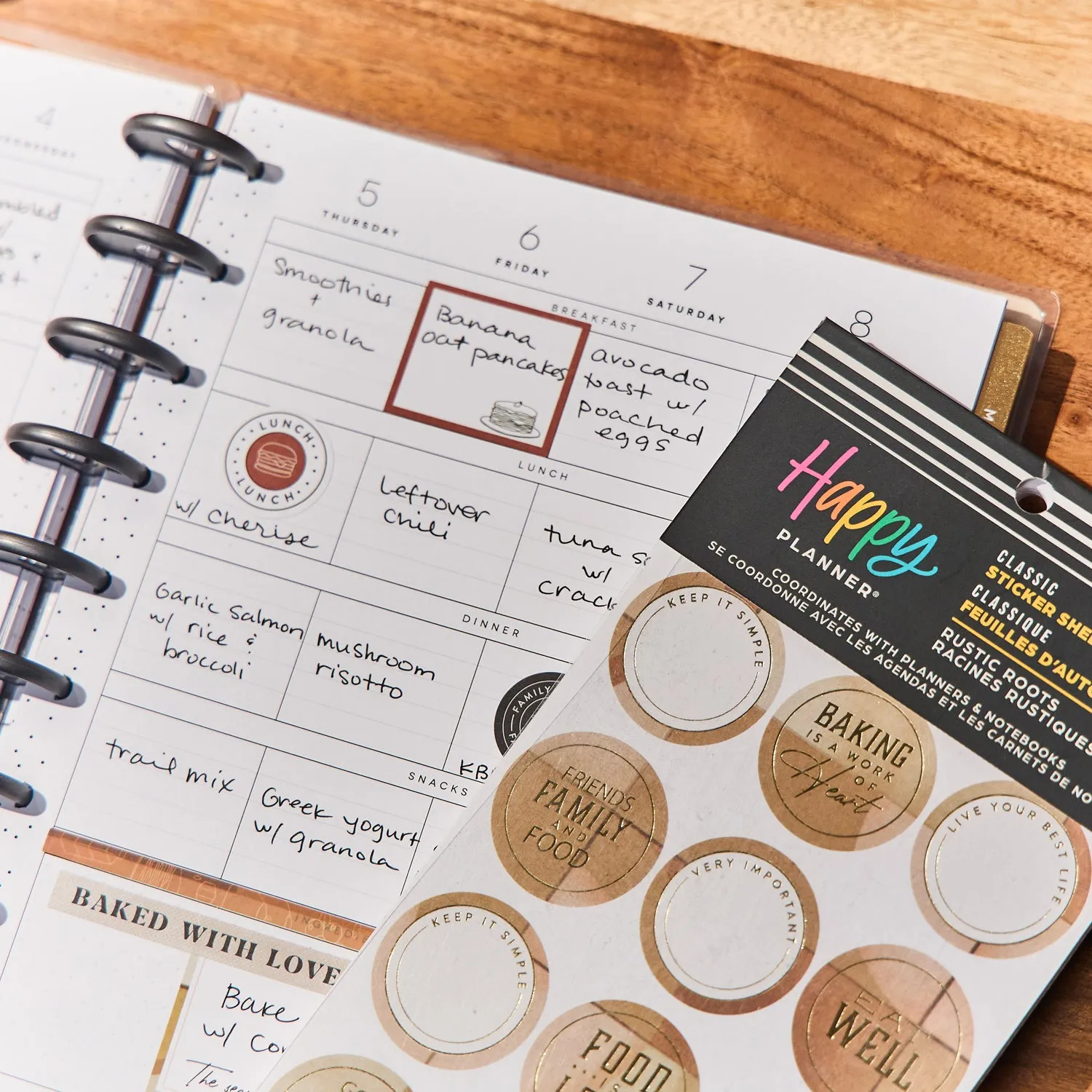 Happy Planner Rustic Roots stickers repas Classic 941 stickers