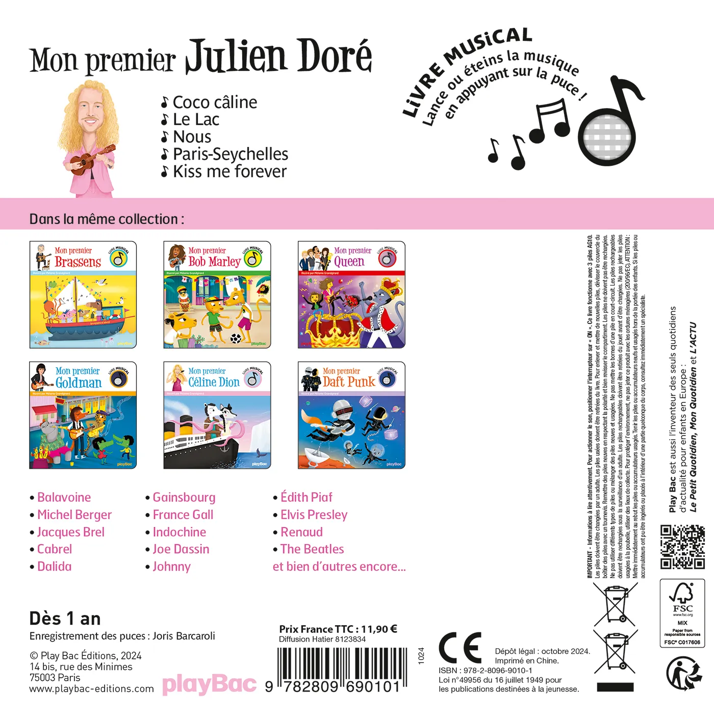 Frigobloc Mon premier Julien Doré livre musical 1 an