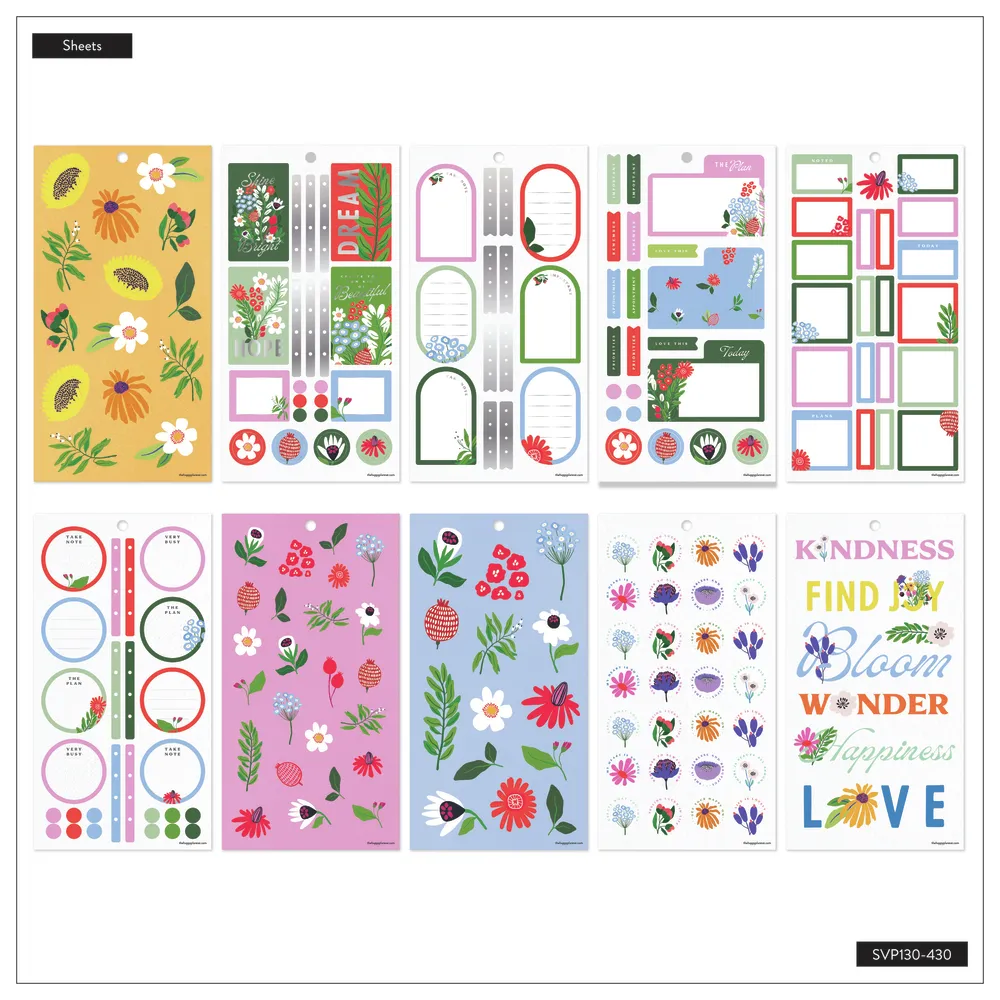 Happy Planner Brilliant Blooms stickers value pack 30 feuilles
