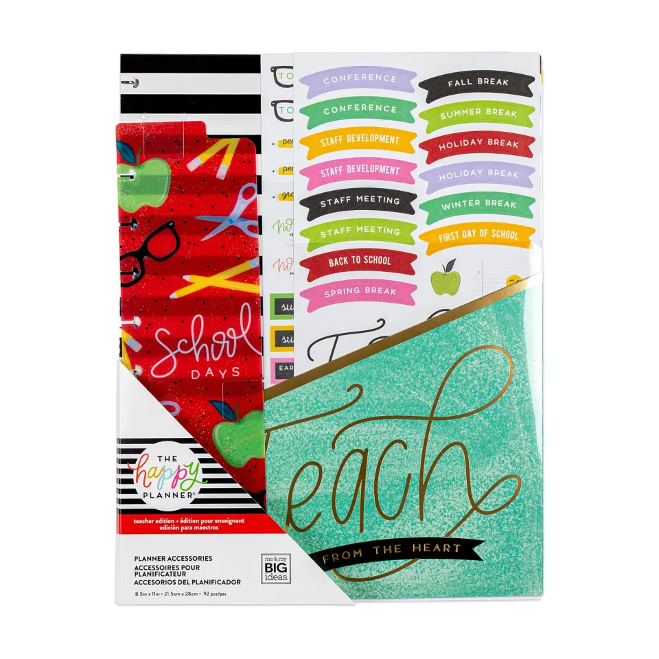 Happy Planner School Days Big Teacher pack accessoires 92 pièces